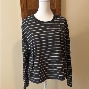 PACT Charcoal and White Striped Cotton with Long Sleeves- size Large